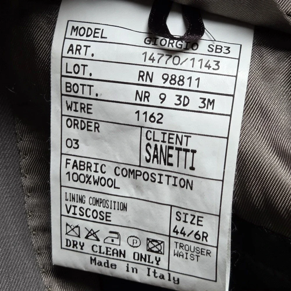 Giorgio Sanetti Suit Jacket Blazer Mens 44 Gray Wool Made In Italy 3 Button